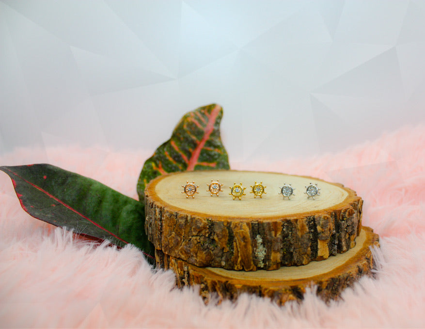 Tan Sailor Stud Earrings Accessories