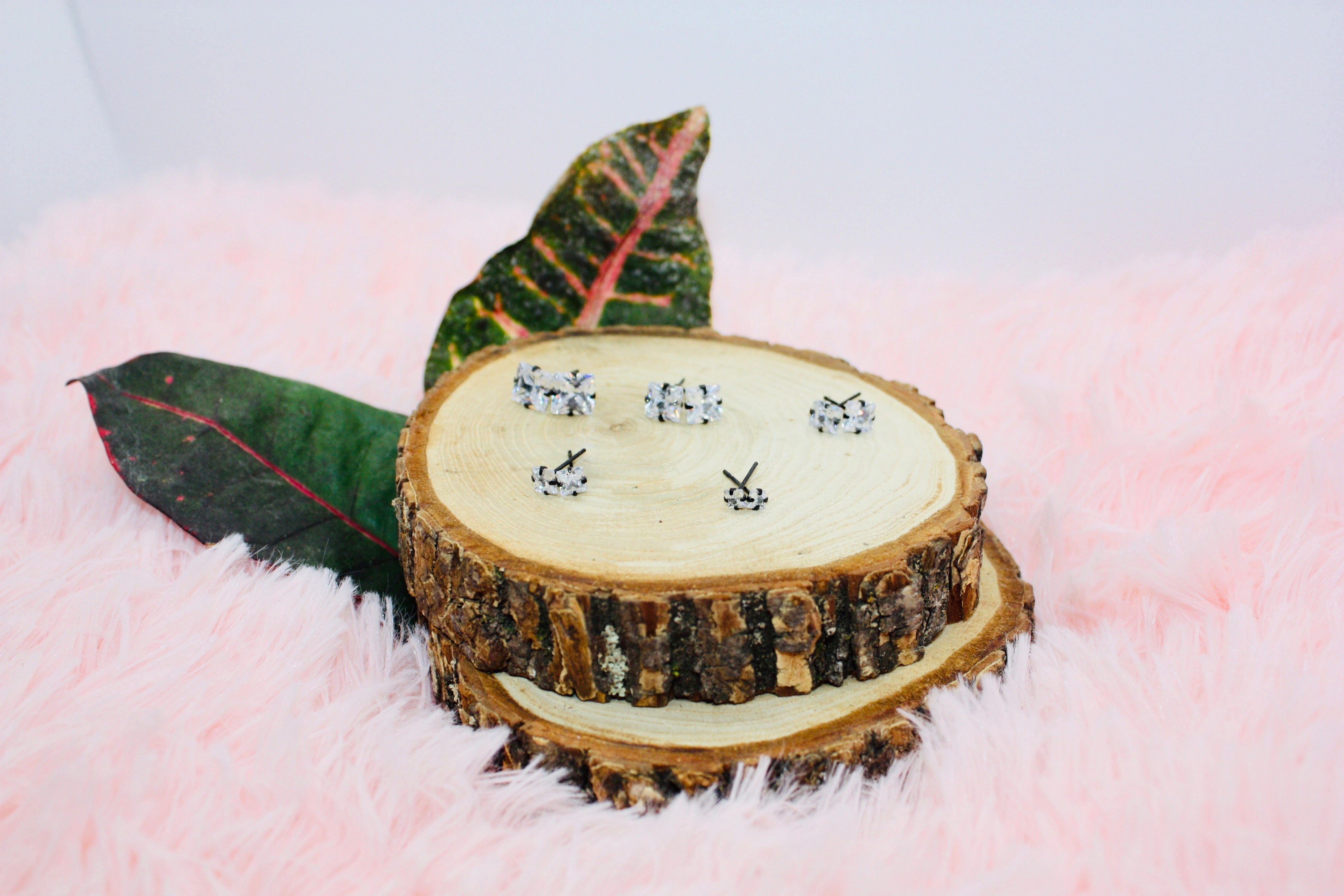 Gray Square CZ Earrings Accessories