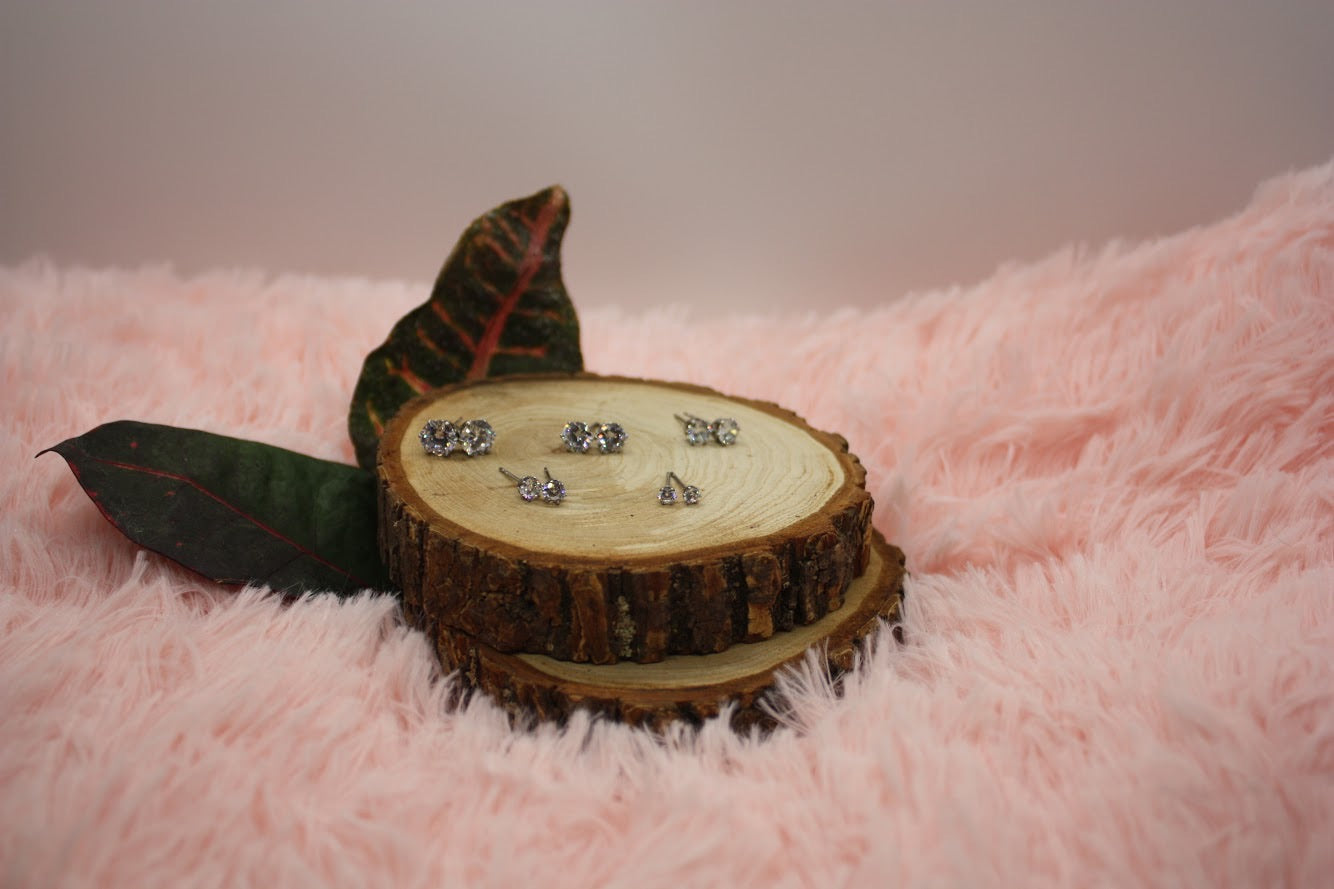 Tan Round CZ Earrings Earrings