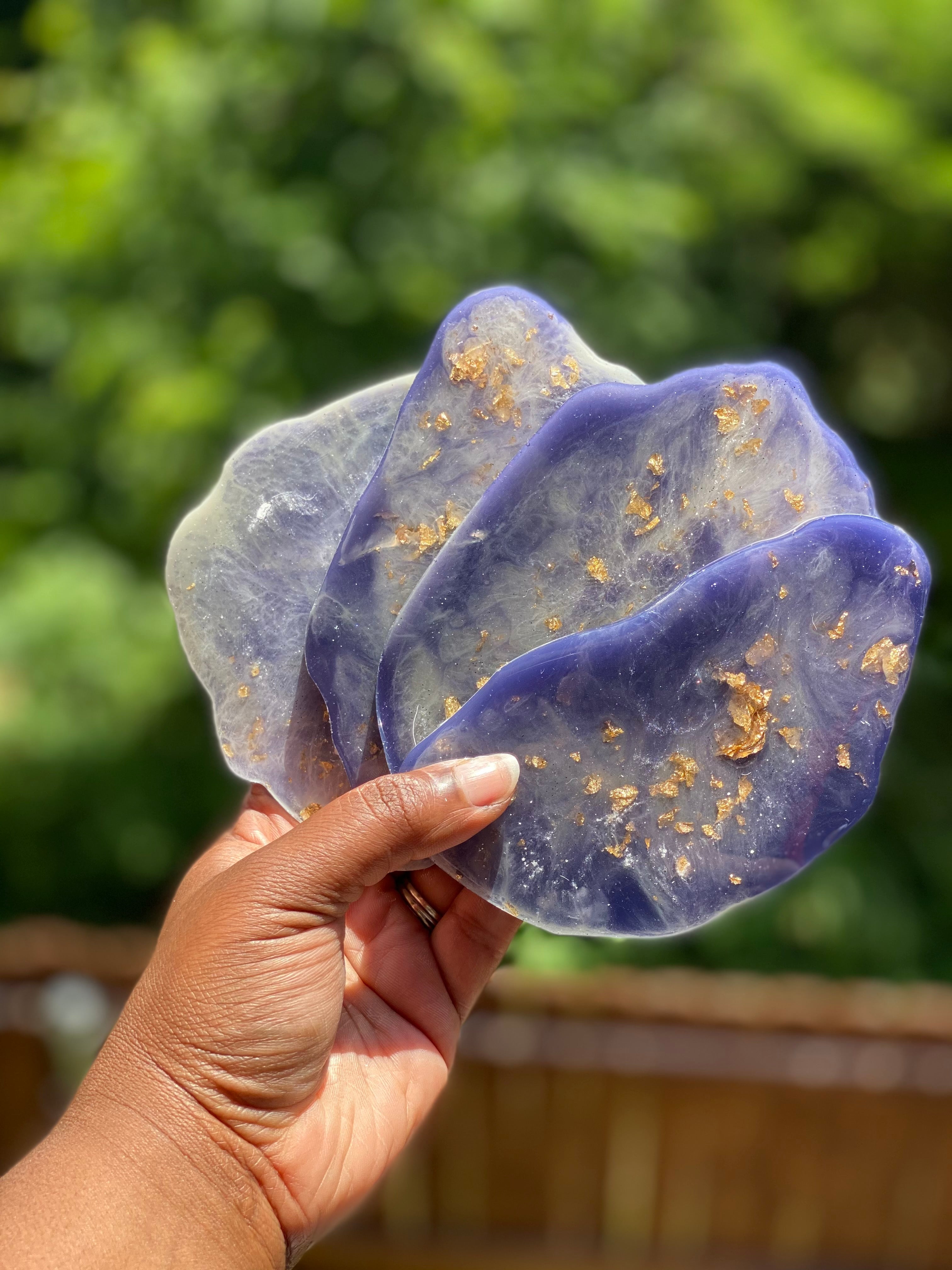 Olive Drab The Perfect Host Custom Resin Geo Coasters Set of 4 Coasters