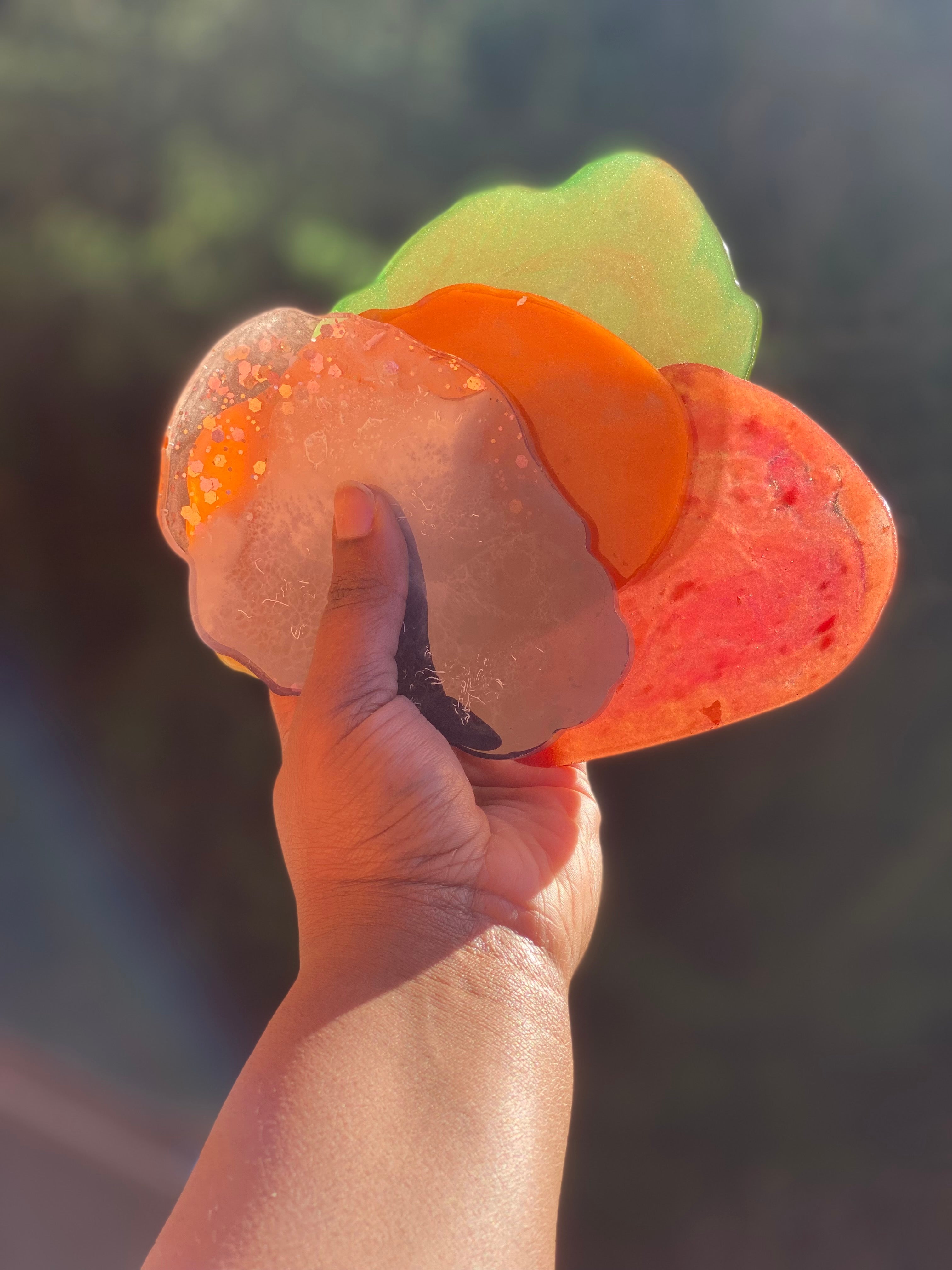 Dark Olive Green Love coaster set Hobbies & Creative Arts