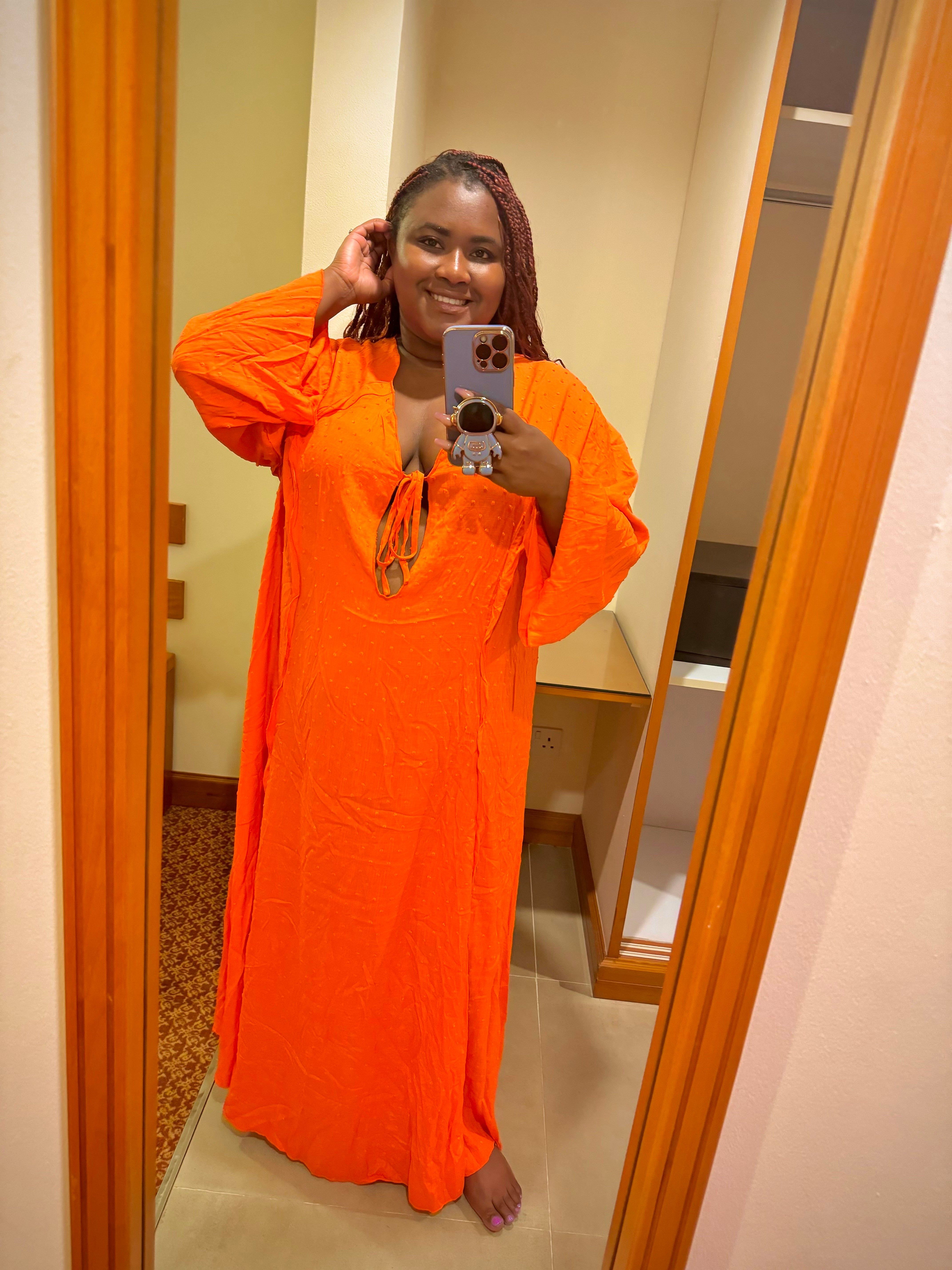 Orange Plus Size Vacation Dress Swimsuit Cover