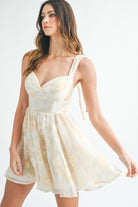 Beige MABLE Textured Floral Corset Mini Dress