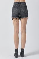 Light Gray RISEN Raw Hem Denim Shorts with Pockets Denim