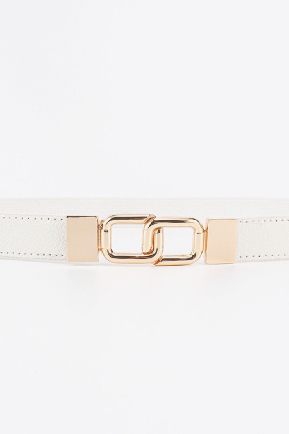 White Smoke Geometric Double Buckle Elastic Belt Trends