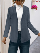 Light Gray Open Front Long Sleeve Cardigan Coats & Jackets