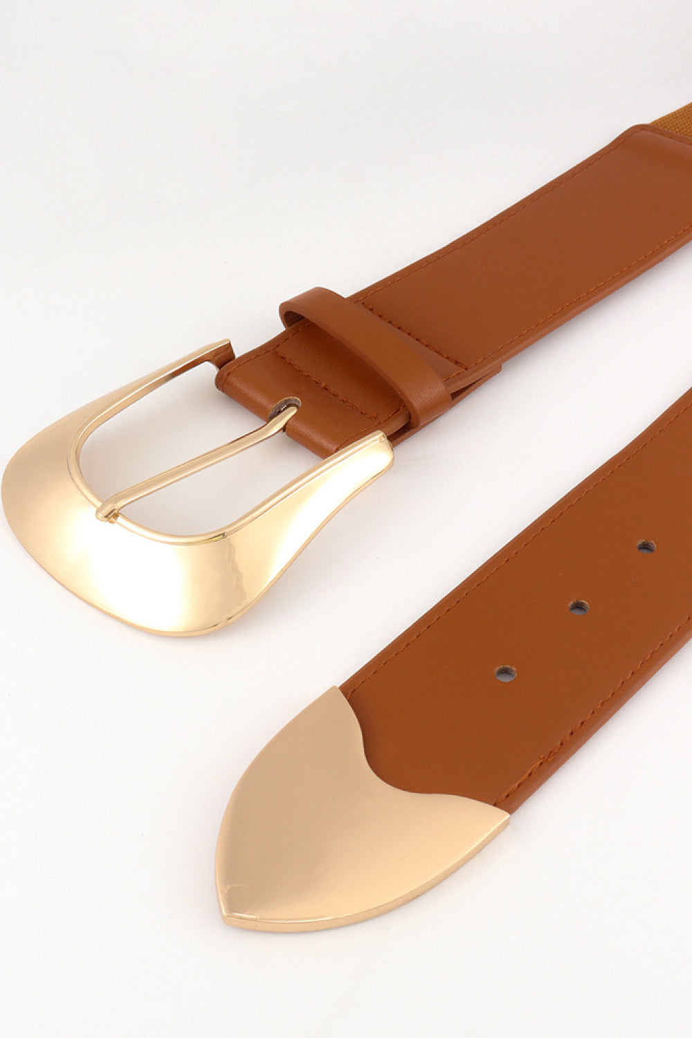 Saddle Brown Elastic Wide PU Belt Trends