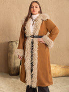 Rosy Brown Plus Size Open Front Long Sleeve Coat Coats & Jackets