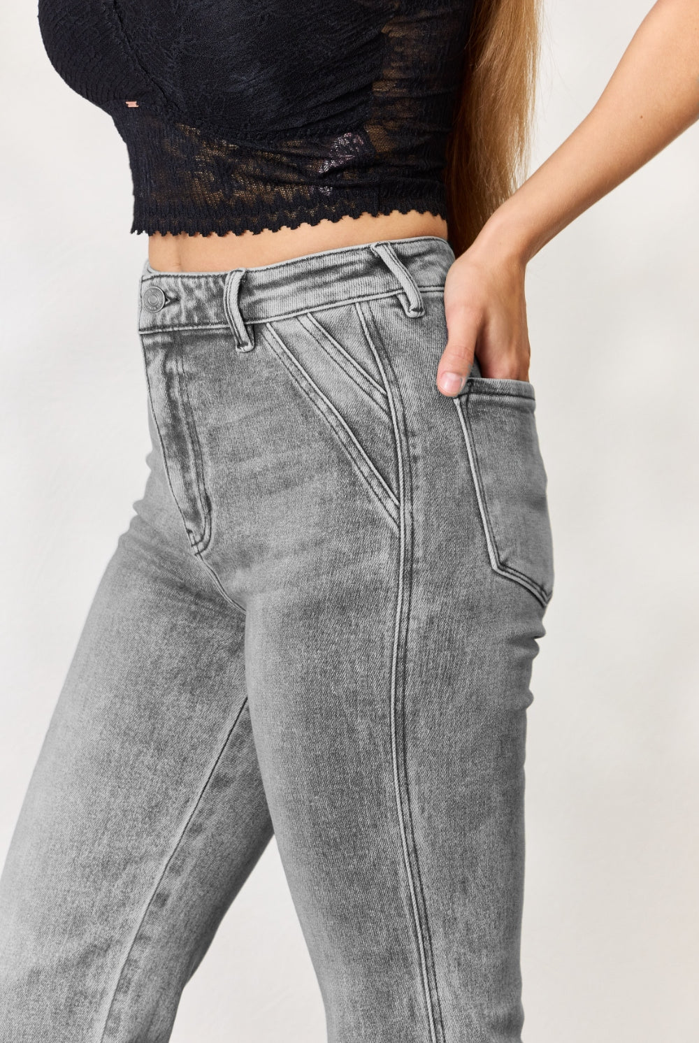 Gray Kancan High Waist Slim Flare Jeans Denim