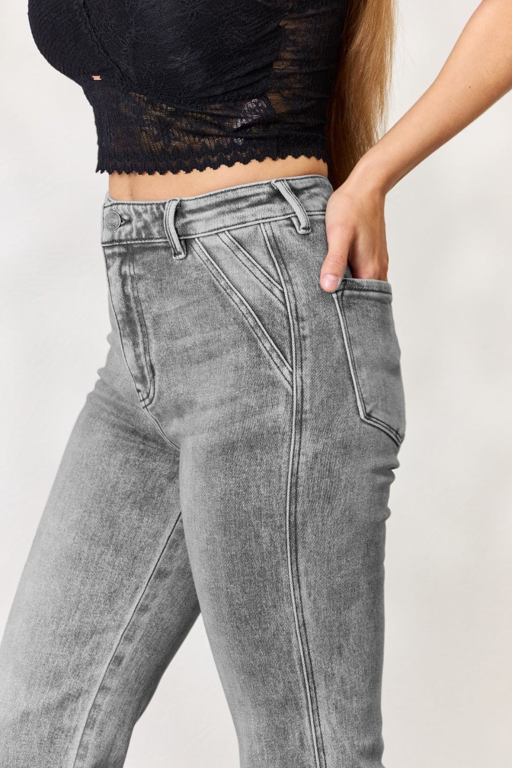 Gray Kancan High Waist Slim Flare Jeans Denim