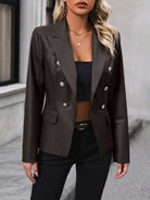 Dark Gray Ivy Lane Button Up Collared Neck Blazer Trends