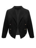 Black Plus Size Buttoned Lapel Collar Long Sleeve Blazer Trends