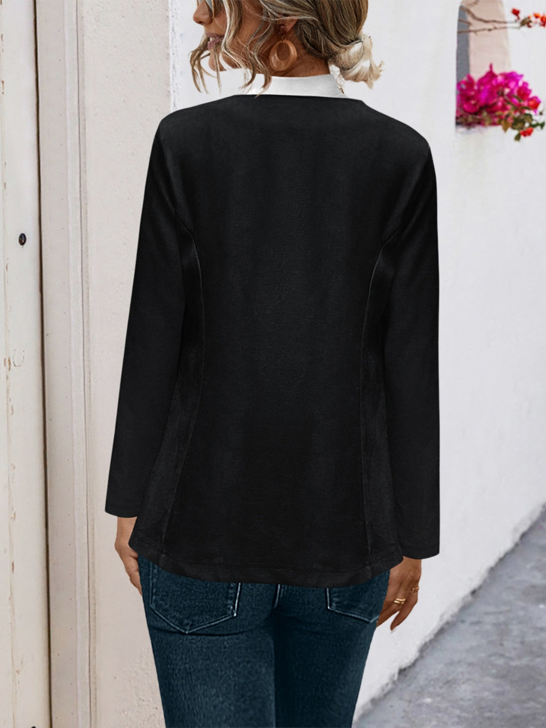 Black Open Front Long Sleeve Cardigan Coats & Jackets