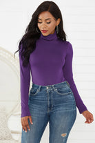 Lavender Turtleneck Long Sleeve Bodysuit Trends