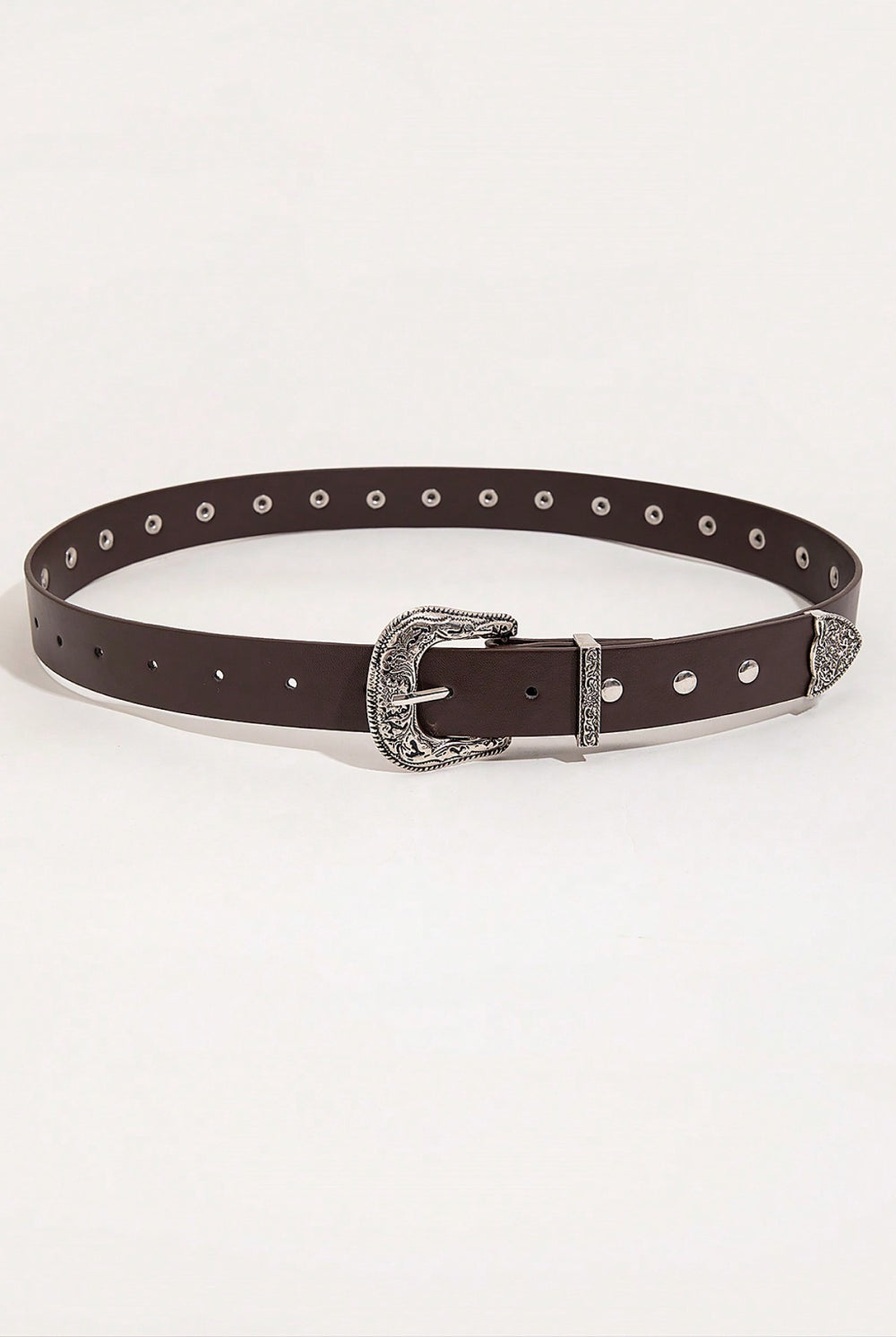 White Smoke PU Leather Studded Belt