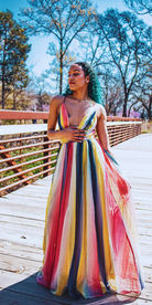 Dark Slate Gray Ashley Rainbow Tie-Dye Maxi Dress Maxi Dresses