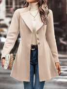 Rosy Brown Collared Neck Long Sleeve Longline Coat Coats & Jackets