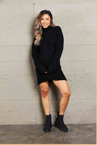 Gray Rib-Knit Turtleneck Drop Shoulder Sweater Dress Trends