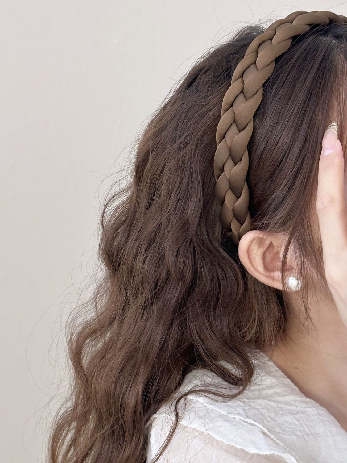 Light Gray Polyester Braided Wide Headband Trends