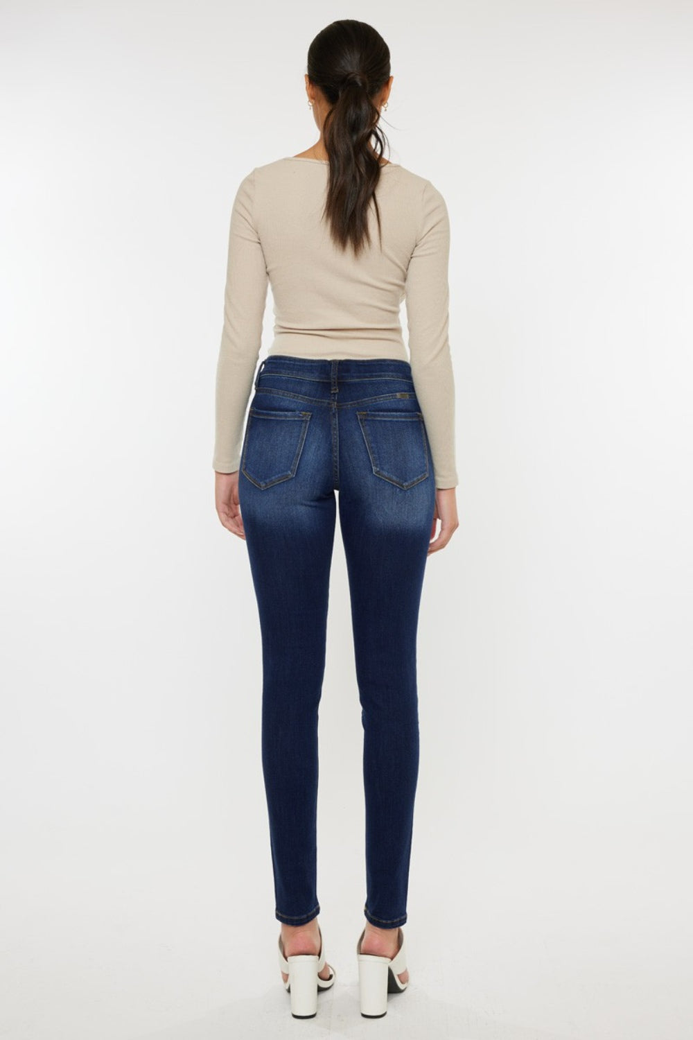 Beige Kancan Mid Rise Gradient Skinny Jeans Denim