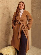 Sienna Plus Size Tied Long Sleeve Hooded Coat with Pockets Coats & Jackets