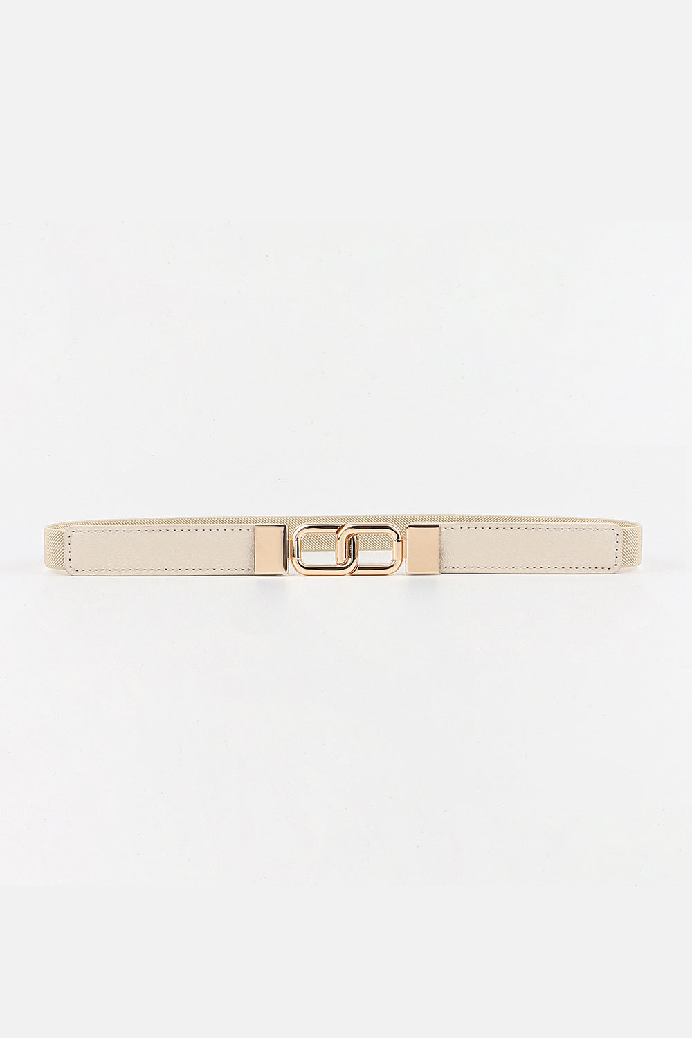 White Smoke Geometric Double Buckle Elastic Belt Trends