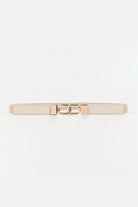 White Smoke Geometric Double Buckle Elastic Belt Trends