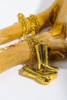Goldenrod Cowboy Boot Pendant Stainless Steel Necklace