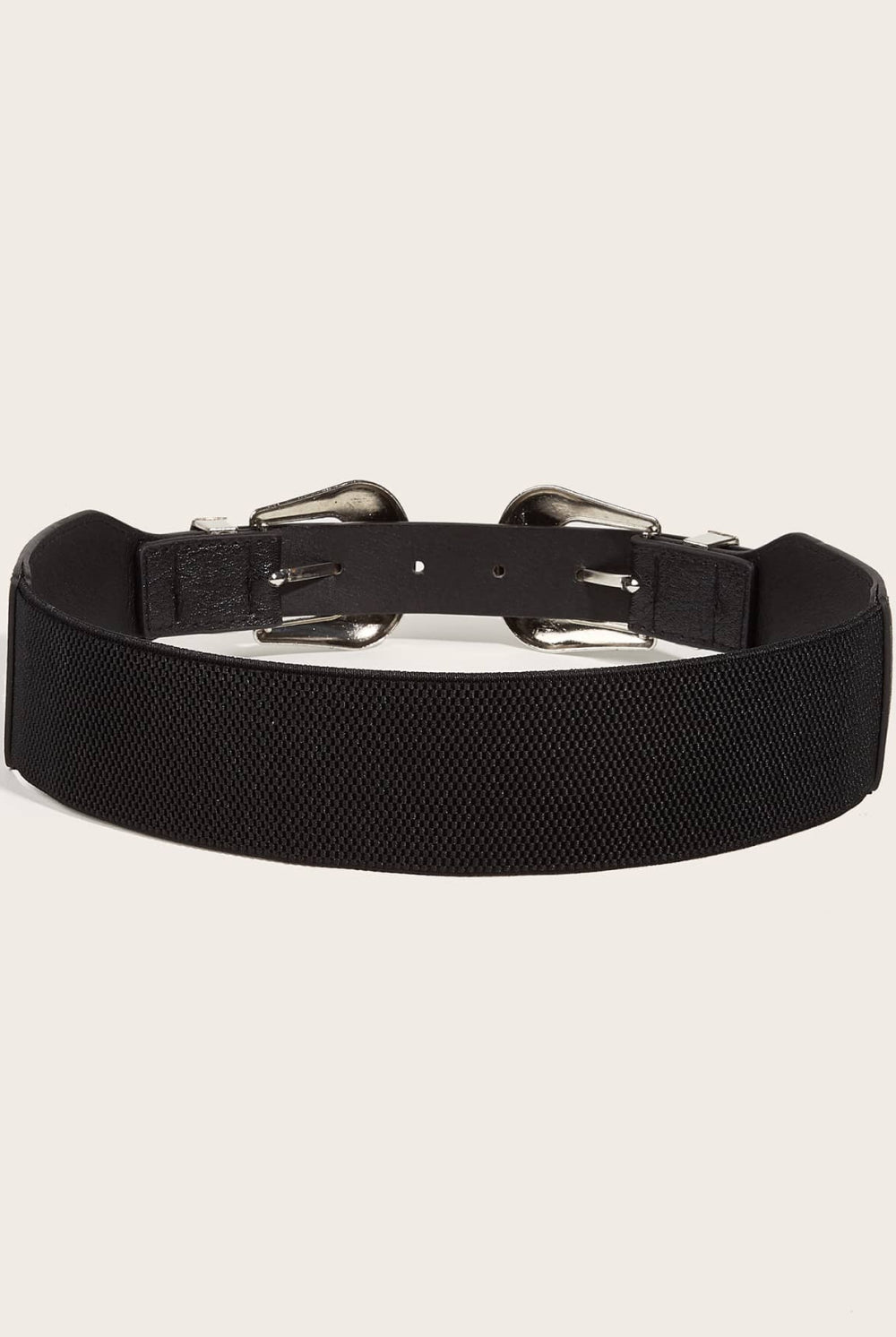 Black Double Buckle PU Leather Belt