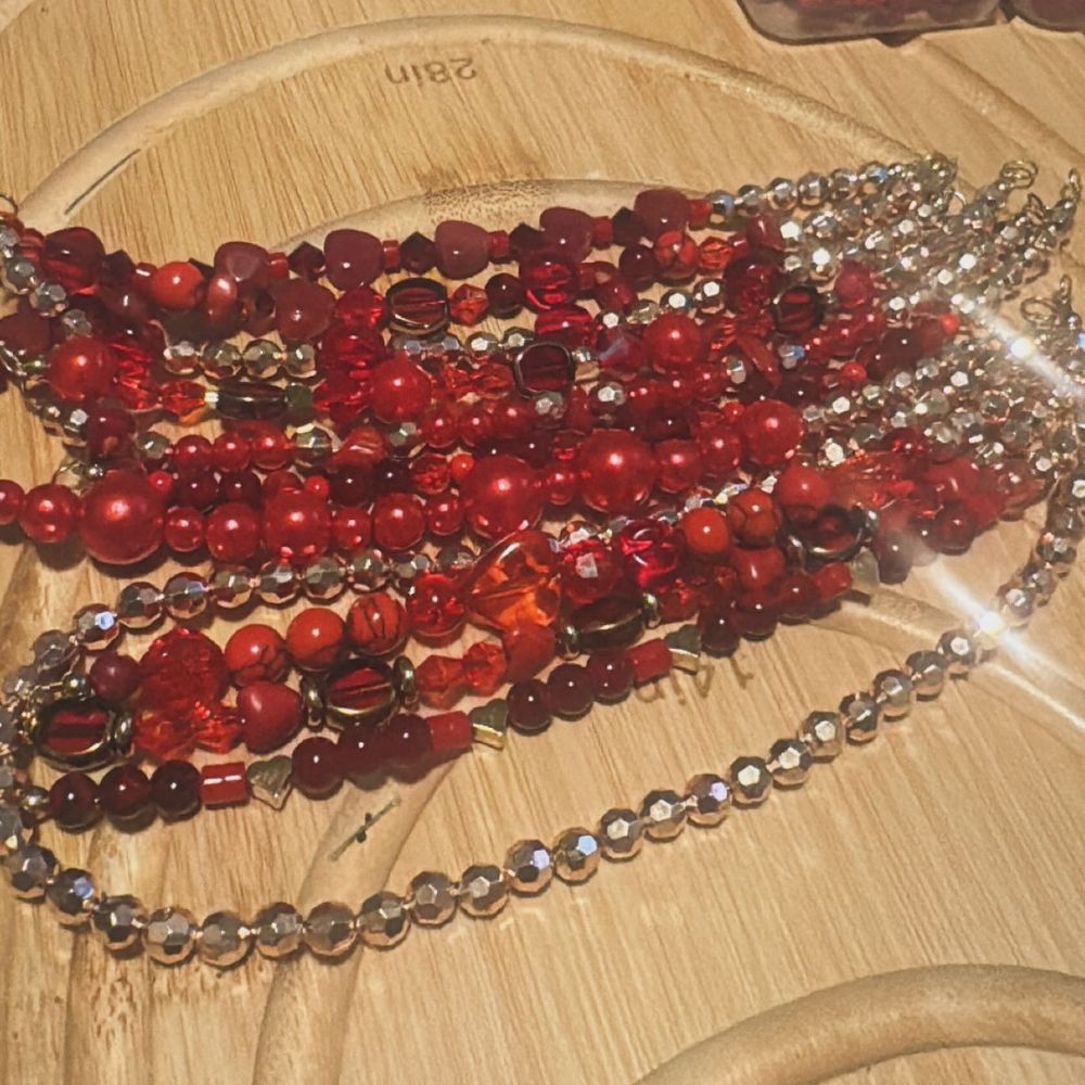 Dark Khaki ARDOR Red Stone & Glass Couture Bra Top Accessories