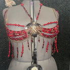 Dark Gray ARDOR Red Stone & Glass Couture Bra Top Accessories