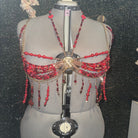 Dark Slate Gray ARDOR Red Stone & Glass Couture Bra Top Accessories