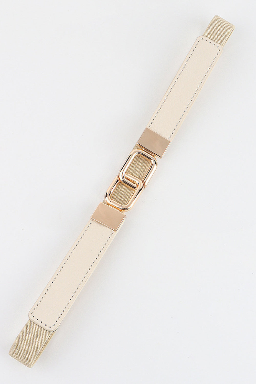 Lavender Geometric Double Buckle Elastic Belt Trends