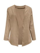 Rosy Brown Open Front Long Sleeve Cardigan Coats & Jackets