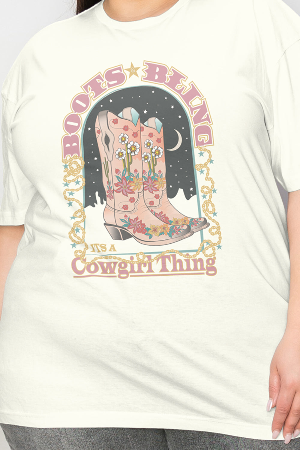 Beige Simply Love Full Size Vintage Western Cowgirls Graphic T-Shirt