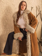 Rosy Brown Plus Size Open Front Long Sleeve Coat Coats & Jackets