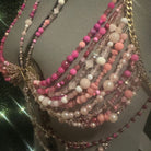 Dark Olive Green REVERIE Pink Stone & Glass Couture Bra Top Accessories