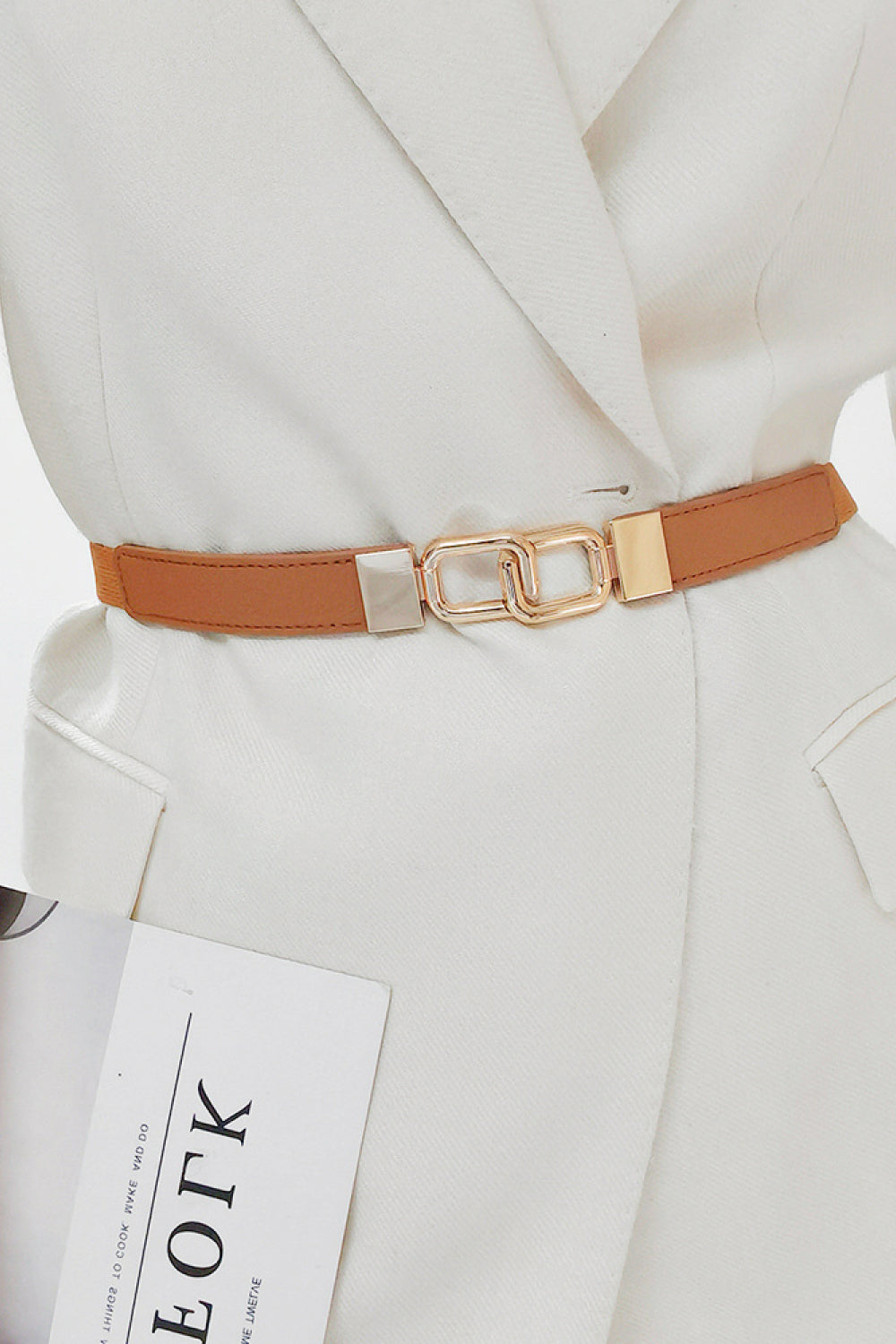 Light Gray Geometric Double Buckle Elastic Belt Trends