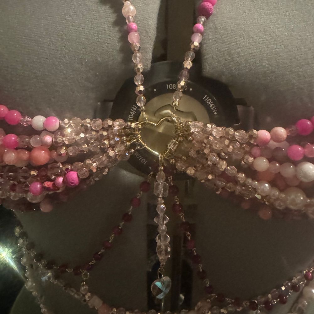 Black REVERIE Pink Stone & Glass Couture Bra Top Accessories