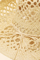 Wheat Fame Straw Weave Rope Ribbon Cowboy Hat