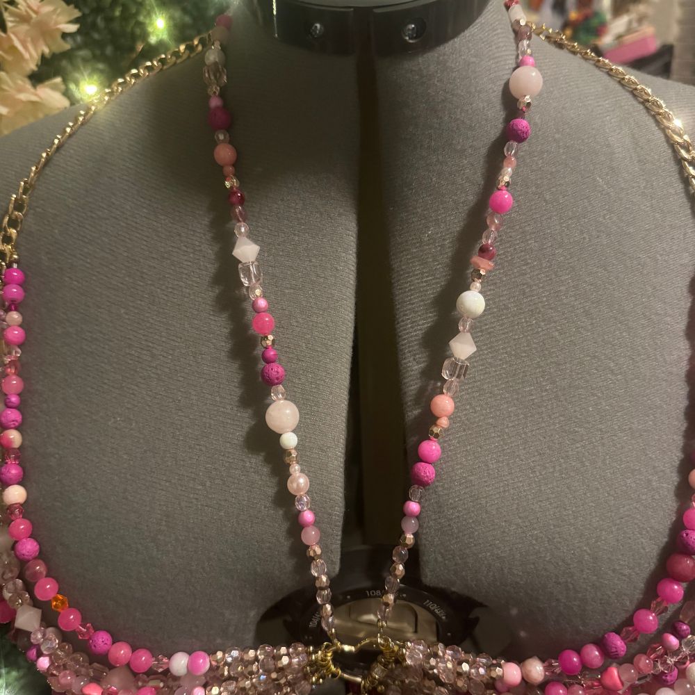 Dim Gray REVERIE Pink Stone & Glass Couture Bra Top Accessories