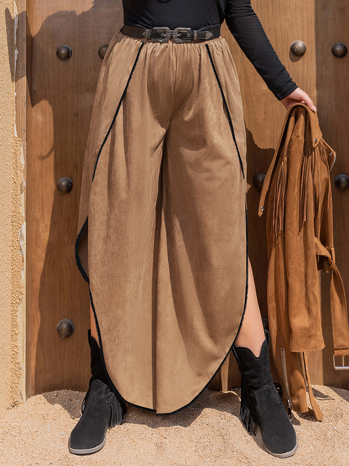 Sienna Plus Size Slit Wide Leg Pants