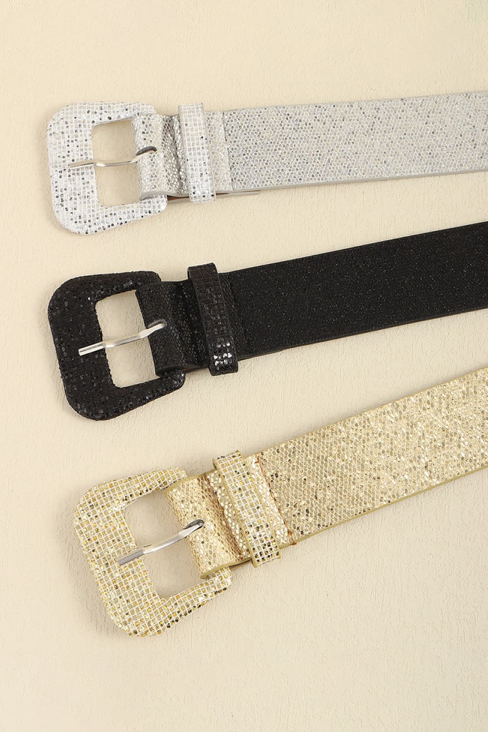 Wheat Glitter PU Leather Belt