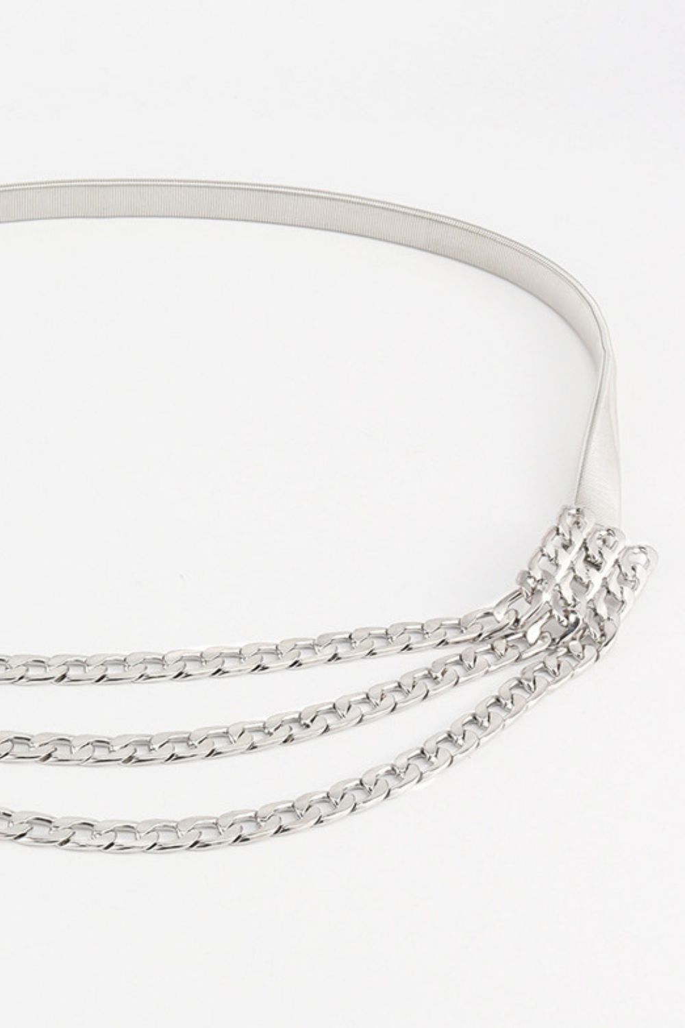 White Smoke Metal Triple-Layered Chain Belt Trends