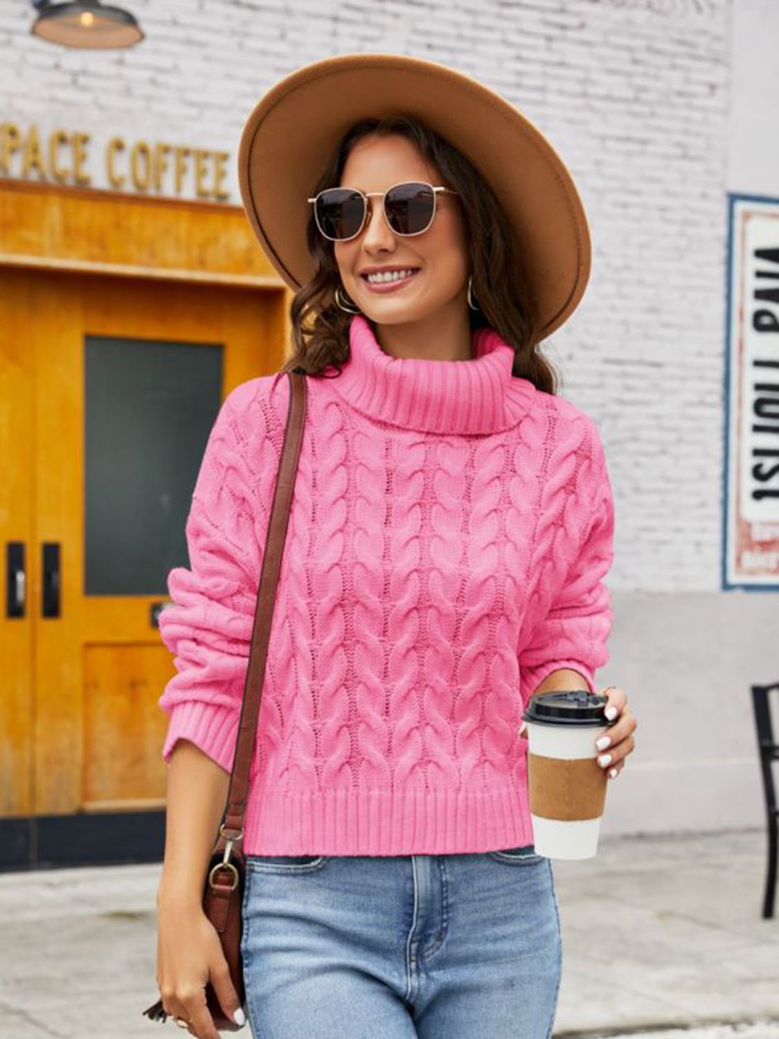 Gray Turtle Neck Cable-Knit Sweater Trends