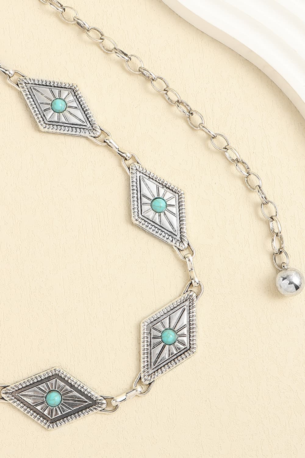 Antique White Vintage Turquoise Alloy Belt