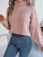 Gray Cable-Knit Turtleneck Sweater Trends