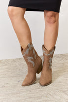 Light Gray Forever Link Rhinestone Detail Cowboy Boots