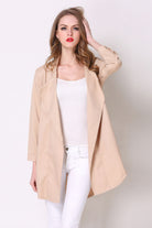 Light Gray Full Size Open Front Longline Trench Coat Coats & Jackets