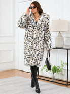 Light Gray That Girl Thermal Leopard Faux Fur Hooded Outerwear Coats & Jackets